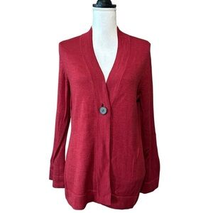 Chicos Alpaca Silk Blend One Button Cardigan Sweater Women’s SZ M in Rust Red